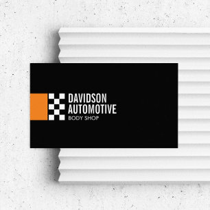 Moderne Racevlag Logo in Oranje Automobiel Visitekaartje