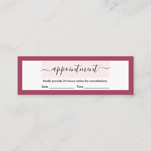 Moderne Racy Red Elegant Calligraphy Appointing Mini Visitekaartje (Voorkant)