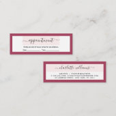 Moderne Racy Red Elegant Calligraphy Appointing Mini Visitekaartje (Voorkant / Achterkant)