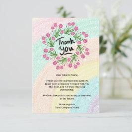 Moderne Rainbow Floral Small Business Client Bedankkaart