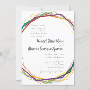 Moderne Rainbow Geometrische bruiloft uitnodiging