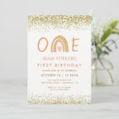 Moderne Rainbow Girl 1er anniversaire Invitation (Debout devant)