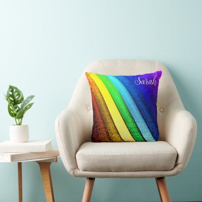 Moderne Rainbow & Glam Pride Monogram Kussen (Stoel)