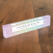 Moderne Rainbow Glitter Stippen Naambordje (Zijkant)