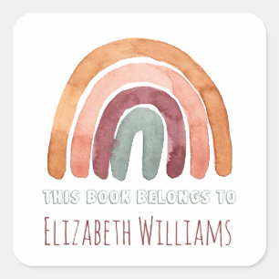 Moderne Rainbow Personalized Name School Vierkante Sticker