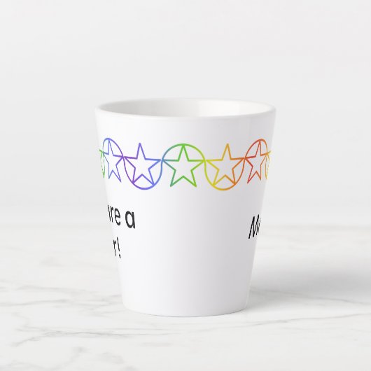 Moderne Rainbow Star Latte Mug personnalisé (Devant)