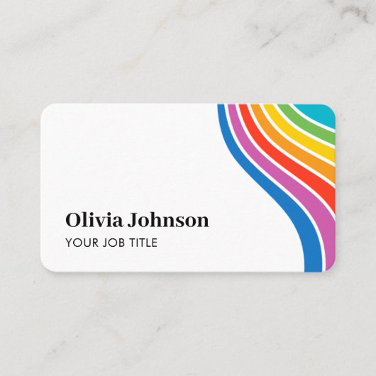 Moderne Rainbow Wave QR Code Carte de visite perso (Devant)