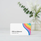 Moderne Rainbow Wave QR Code Carte de visite perso (Debout devant)