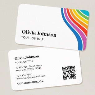 Moderne Rainbow Wave QR Code Carte de visite perso