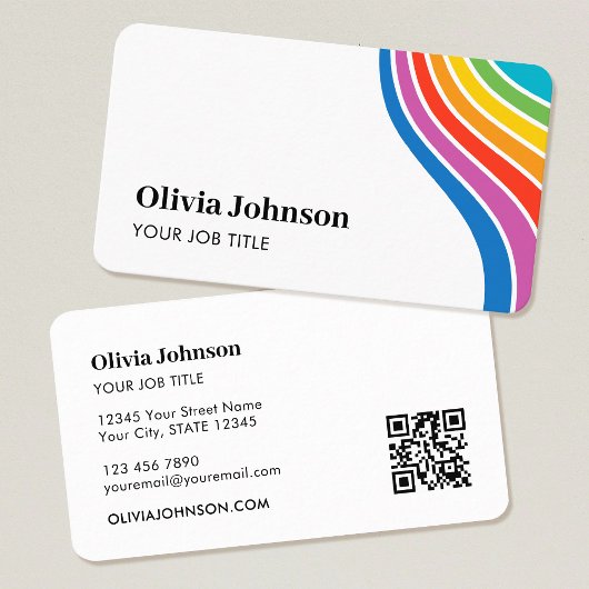 Moderne Rainbow Wave QR Code Carte de visite perso