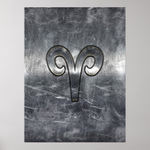 Moderne Ram Zodiac-teken Grunge-uitgeputte stijl Poster