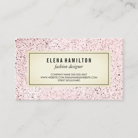 Moderne rand gespikkelde patroonroze visitekaartje (Voorkant)