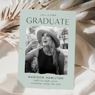 Moderne rand mintgroene foto graduatie aankondiging