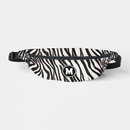 Moderne rayure de zèbre noir et blanc avec monogra (Recto)