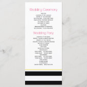 Moderne rayures rose fleurs programme de mariage (Dos)