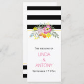 Moderne rayures rose fleurs programme de mariage (Devant / Derrière)