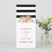 Moderne rayures rose fleurs programme de mariage (Debout devant)