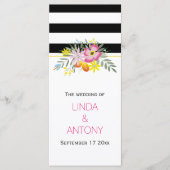 Moderne rayures rose fleurs programme de mariage (Devant)