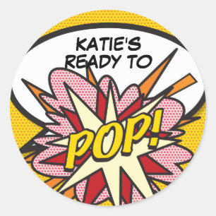 Moderne 'Ready to POP' Baby Shower Grappig Ronde Sticker