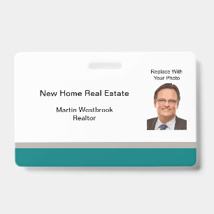 Moderne Realtor-foto Sjabloon Personeelsnamen badg Badge