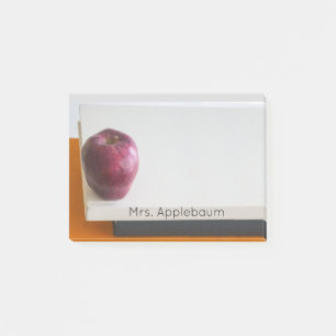 Moderne Red Apple Stack van Boeken Leraar Naam 4x3 Post-it® Notes