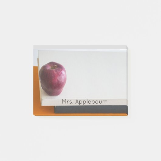 Moderne Red Apple Stack van Boeken Leraar Naam 4x3 Post-it® Notes (Voorkant)
