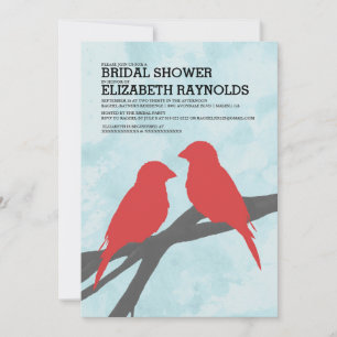 Moderne Red Bird Bridal Shower Invitations Kaart