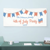 Moderne Red Blue Happy Independence Day Patriotic Spandoek (Beurs)