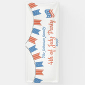 Moderne Red Blue Happy Independence Day Patriotic Spandoek (Verticaal)