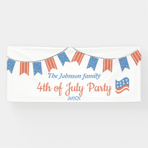 Moderne Red Blue Happy Independence Day Patriotic Spandoek