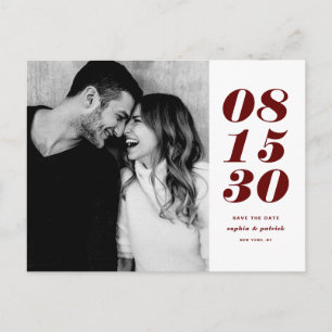Moderne Red Bold Date Typografie Save the Date Aankondigingskaart