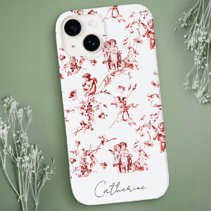 Moderne Red Cupid Angels Floral Toile Case-Mate iPhone 14 Hoesje