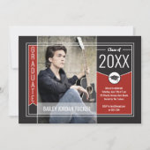 Moderne Red Graduate Photo Invitation (Devant)