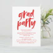 Moderne Red Graduation Party in penseelscript Kaart (Staand voorkant)