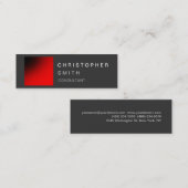 Moderne Red Grey Unique Carte de visite maigre (Devant / Derrière)