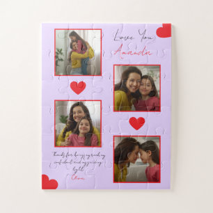 Moderne Red Hearts Verwant Fotocollage Legpuzzel