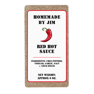 Moderne Red Hot Chili Sauce Pepper Kraft Label