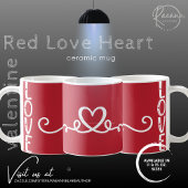 Moderne Red Love Heart Valentine Ceramic Mug