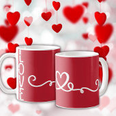 Moderne Red Love Heart Valentine Ceramic Mug