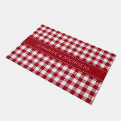 Moderne Red Plaid Gingham naam Deurmat (Schuin)