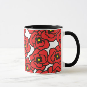 Moderne Red Poppies Floral Print Coffee Mok