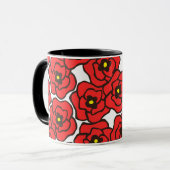 Moderne Red Poppies Floral Print Coffee Mok (Voorkant links)