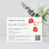 Moderne Red Poppy Wedding Timeline Enclosure kaart (Staand voorkant)