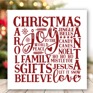 Moderne Red Script Fun kerst-subway Art Feestdagenkaart