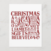 Moderne Red Script Fun-kerstmetro Eenvoudig Feestdagenkaart (Voorkant)