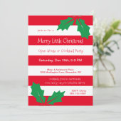 Moderne Red Stripes Holly Fête Invitation (Debout devant)