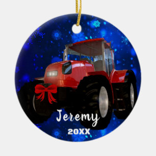 Moderne Red Tractor "Kerstmis 20XX" Keramisch Ornament
