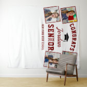 Moderne Red White Afstuderen 4 Photo Booth Backdro Wandkleed (In Situ (horizontaal))