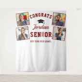 Moderne Red White Afstuderen 4 Photo Booth Backdro Wandkleed (Voorkant)