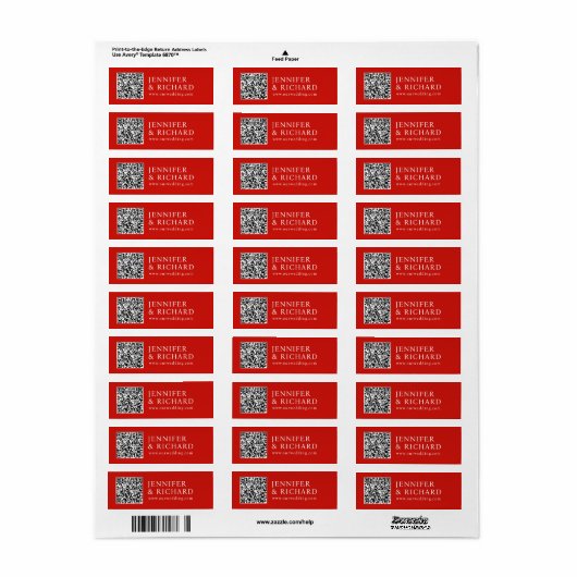 Moderne Red White Web Promotie QR Code Adres Etiket (Full Sheet)